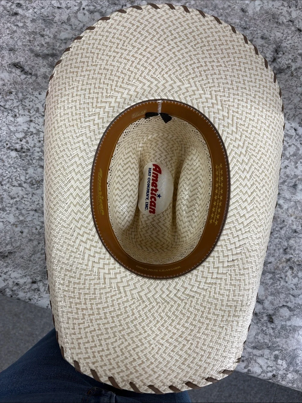 Women's Natural Straw Cowboy Hat with Brown Trim - Picture 4 of 8